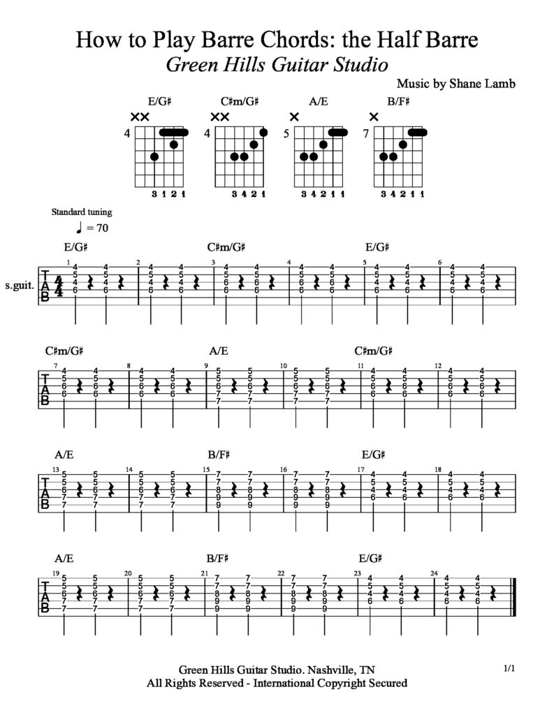 How to Play Barre Chords: the Half Barre - Green Hills Guitar Studio