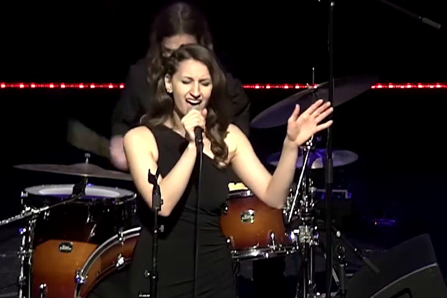 Shirley Simpson singing during a live performance